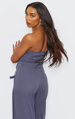 Tall Charcoal Tailored Buckle Detail Bandeau Top