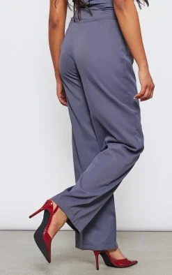 Tall Charcoal Tailored Cut Out Detail Wide Leg Pants