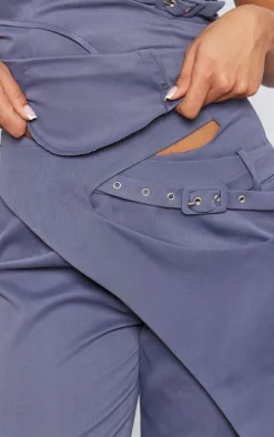 Tall Charcoal Tailored Cut Out Detail Wide Leg Pants