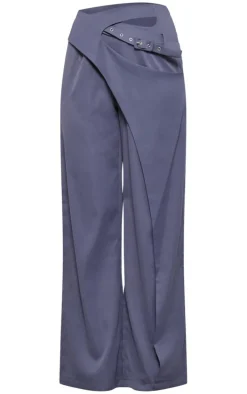 Tall Charcoal Tailored Cut Out Detail Wide Leg Pants