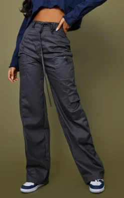 Tall Charcoal Tie Front Cargo Pants
