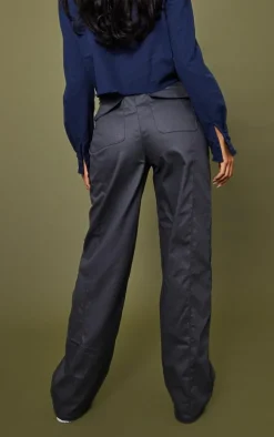 Tall Charcoal Tie Front Cargo Pants