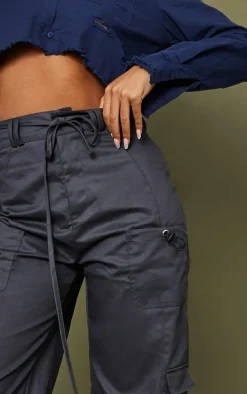 Tall Charcoal Tie Front Cargo Pants