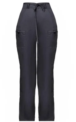 Tall Charcoal Tie Front Cargo Pants