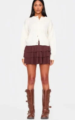 Tall Chocolate Brushed Rib Rara Mini Skirt