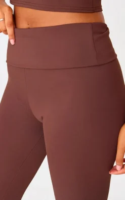 Tall Chocolate High Waisted Fold Over Detail Leggings