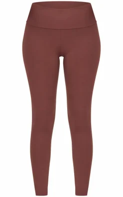 Tall Chocolate High Waisted Fold Over Detail Leggings