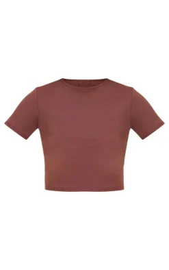 Tall Chocolate Short Sleeve Active Crop Top