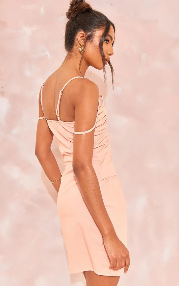 Tall Clay Linen Look Corset Mini Dress