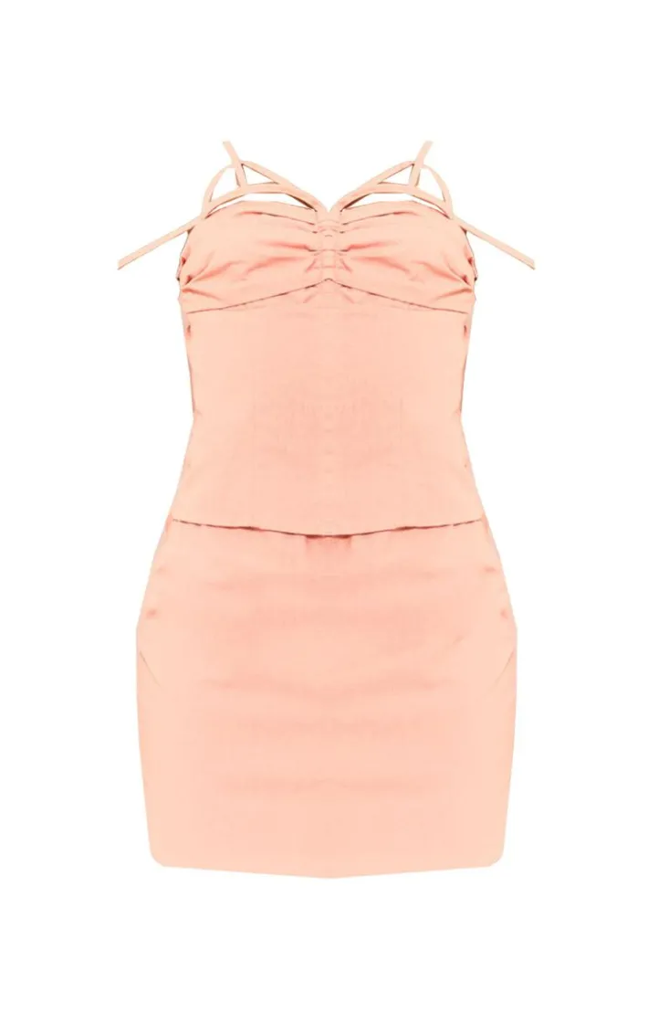 Tall Clay Linen Look Corset Mini Dress