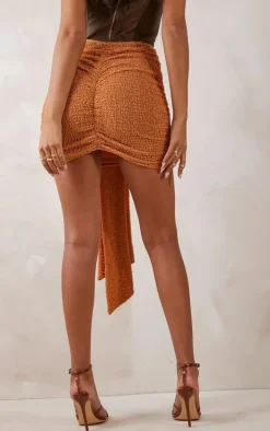 Tall Clay Textured Mini Skirt With Drape Detail