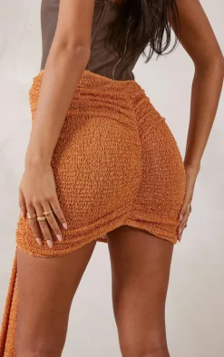 Tall Clay Textured Mini Skirt With Drape Detail