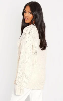 Tall Cream Chunky Knit Crew Neck Sweater