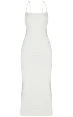 Tall Cream Contour Jersey Strappy Ruched Midi Dress