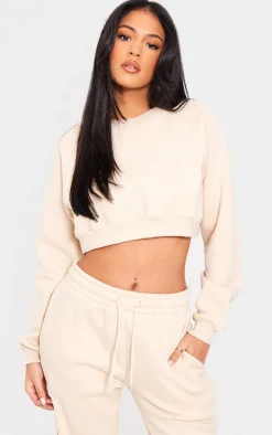 Tall Cream Cropped Long Sleeve Sweatshirt