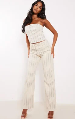Tall Cream Denim Pinstripe Corset Top