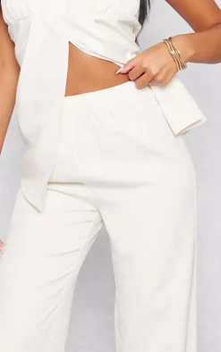 Tall Cream Elasticated Wide Leg Pants