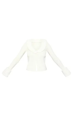 Tall Cream Faux Fur Trim Detail Knit Cardigan