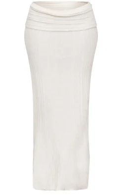 Tall Cream Fold Over Knitted Maxi Skirt