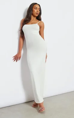 Tall Cream Knitted Strappy Maxi Dress