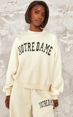 Tall Cream Notre Dame Oversized Sweatshirt