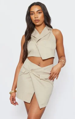 Tall Cream One Button Vest