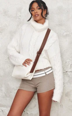 Tall Cream Oversized Cable Knit Sweater