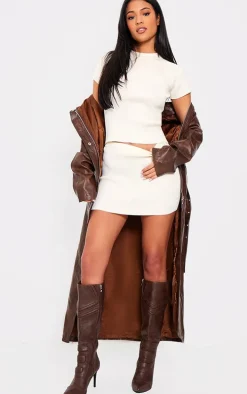 Tall Cream Rib Detail Knit Micro Mini Skirt