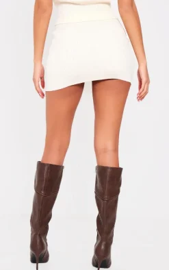 Tall Cream Rib Detail Knit Micro Mini Skirt