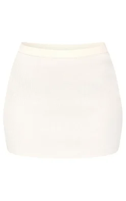 Tall Cream Rib Detail Knit Micro Mini Skirt