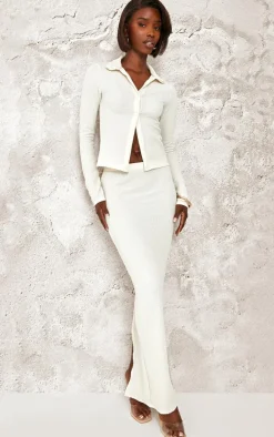 Tall Cream Textured Maxi Skirt