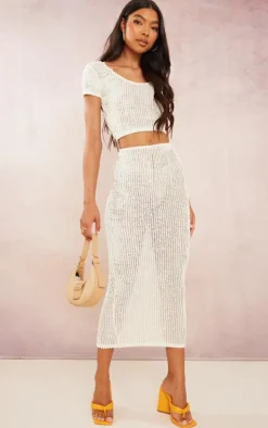 Tall Cream Textured Scoop Back Top