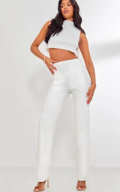 Tall Cream Tie Side Rib Knit Crop Top