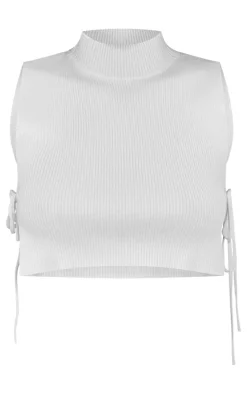 Tall Cream Tie Side Rib Knit Crop Top