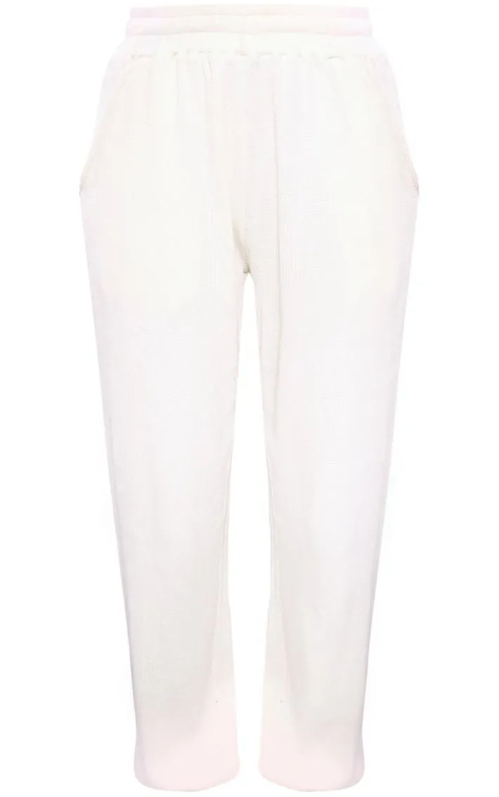 Tall Cream Waffle Textured Cuffed Sweatpants