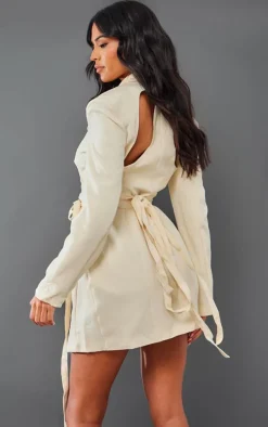 Tall Cream Wrap Around Blazer Dress