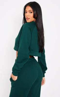 Tall Dark Green Cropped Long Sleeve Sweatshirt