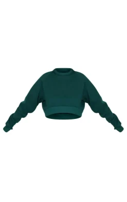 Tall Dark Green Cropped Long Sleeve Sweatshirt