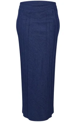 Tall Dark Indigo Pleat Detail Maxi Denim Skirt