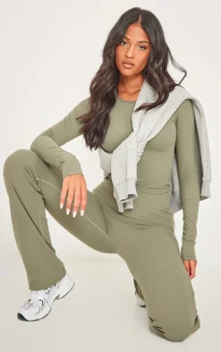 Tall Dark Olive Snatched Sculpt Flared Pants