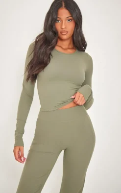 Tall Dark Olive Snatched Sculpt Long Sleeve Top