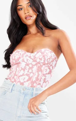 Tall Dusty Pink Sequin Detail Corset Top