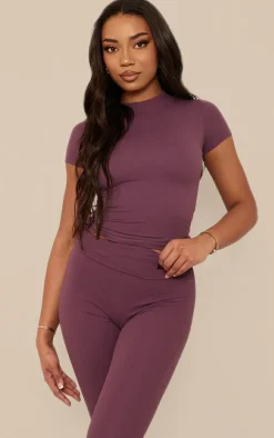 Tall Eggplant Core Collection Tab Snatched Sculpt Short Sleeve T Shirt