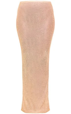 Tall Gold Sequin Detail Knitted Maxi Skirt