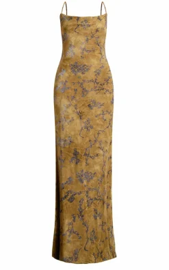 Tall Green Devore Cowl Neck Lace Up Back Maxi Dress