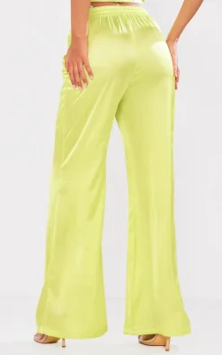 Tall Green Drawstring Satin Pants