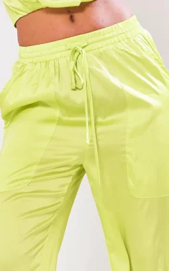 Tall Green Drawstring Satin Pants