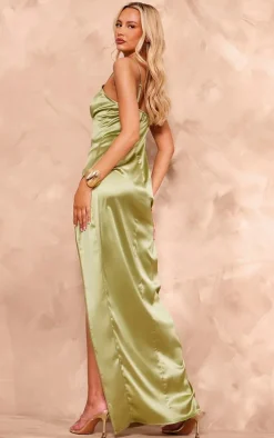 Tall Green Side Split Detail Maxi Dress