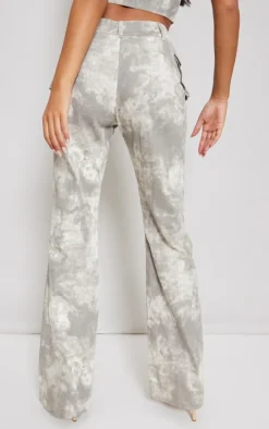 Tall Grey Acid Wash Cargo Pants