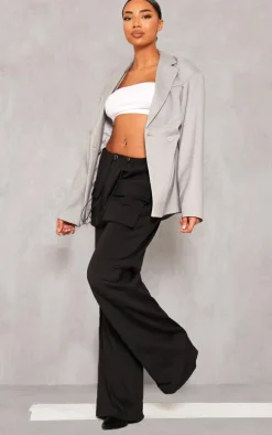 Tall Grey Button Up Oversized Blazer